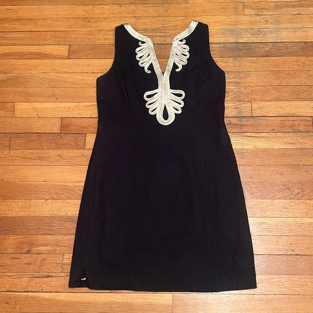 Lilly Pulitzer Plus Size Janice Shift Dress Black gold size 14 - Picture 2 of 15